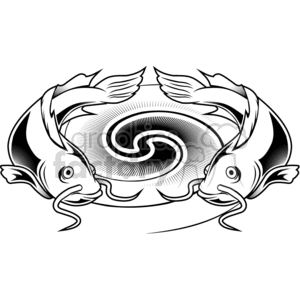 black white tattoo vector vinyl-ready vinyl design tattoos fish catfish water swirl spiral