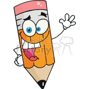 cartoon pencil waving clipart. Commercial use image # 377810