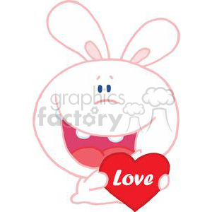 White Rabbit Holds Heart for Valentines Day clipart. Royalty-free image # 378054