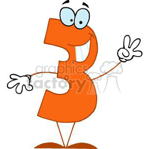 Cartoon orange number three 3 clipart. Commercial use image # 378209