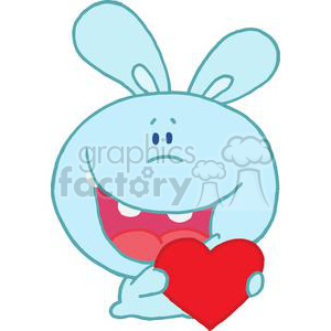 Blue Rabbit Holds a Heart Close to Him