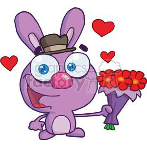 Cartoon Cute Bunny With Flowers clipart. Royalty-free image # 378634