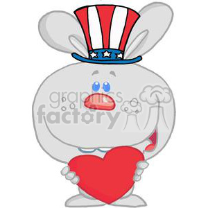Patriotic Grey Bunny Holds Heart clipart. Commercial use image # 378976