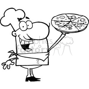 Fast Food A Proud Chef Holds Up Pizza clipart. Commercial use image # 379001