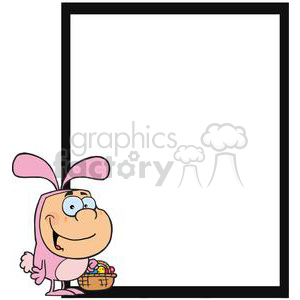 clipart - A Kid In The Easter Bunny Suit Holding A Basket Of Colored Eggs.