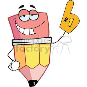 Pencil Cartoon Character Is Number One clipart. Commercial use image # 379326