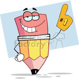 Pencil Cartoon Character Is Number One clipart. Royalty-free image # 379331