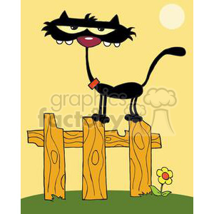 2601-Royalty-Free-Cat-On-A-Fance clipart.