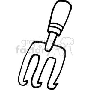 black and white outline of a gardening tool