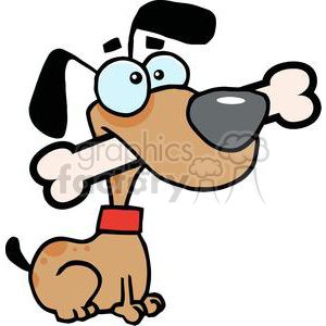 cartoon dog with bone in mouth clipart.