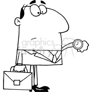 Cartoon Office Worker Watching The Clock clipart. Commercial use image # 381781