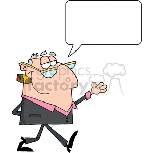 Cartoon-Happy-Businessman-Shows-With-Speech-Bubble clipart. Commercial use image # 381821