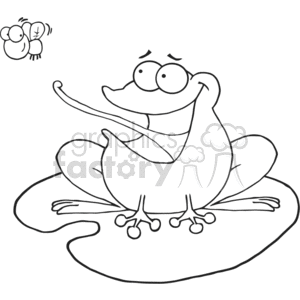 cartoon funny illustration vector frogs frog amphibian amphibians black+white vinyl+ready lily+pad swamp flies
