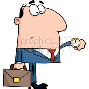 Cartoon-Office-Worker-Watching-The-Clock clipart. Royalty-free image # 381876