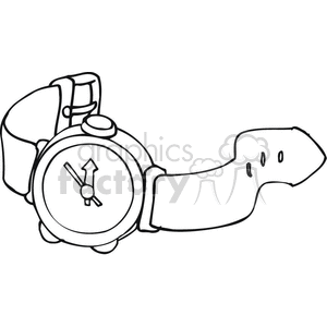 Black and white outline of a watch clipart. Royalty-free image # 382505
