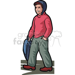 Cartoon boy ready for his first day of school  clipart. Commercial use image # 382550