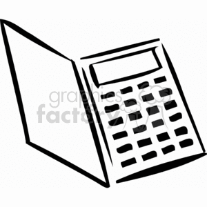 Black and white outline of a calculator with buttons 