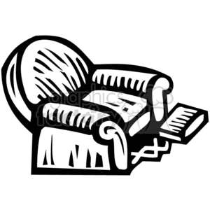 cartoon household items black white chair recliner lounge
