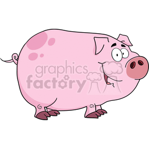 The clipart image depicts a funny cartoon pig character, commonly found on farms or associated with pork. The image is in vector format, which means it can be scaled to any size without losing quality.
