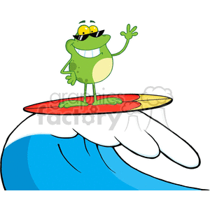 cartoon funny characters vector frog surf wave