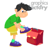 animated cartoon funny cute boy putting shoes dressed school first day