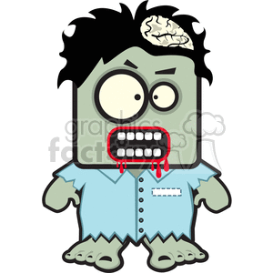 cartoon zombie with his brain showing