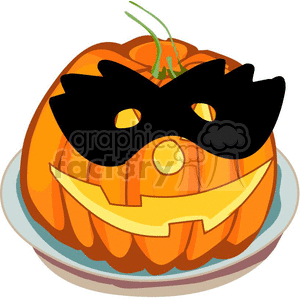 clipart - pumpkin wearing a mask.