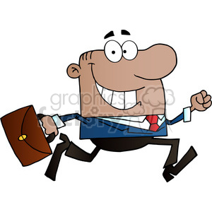 1804-African-American-Businessman-Running-To-Work-With-Briefcase clipart. Royalty-free image # 384079