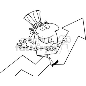102528-Cartoon-Clipart-Uncle-Sam-Riding-Up-On-A-Statistics-Arrow clipart.