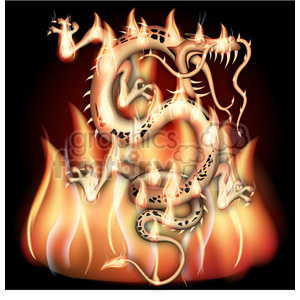 realistic RG vector clipart dragon Chinese 2012 flaming fire flames hot burning burn tattoo design fireball