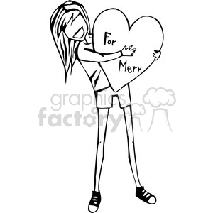 girl holding a huge heart clipart. Commercial use image # 384736