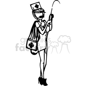 clipart - nurse clearing air out of a needle.