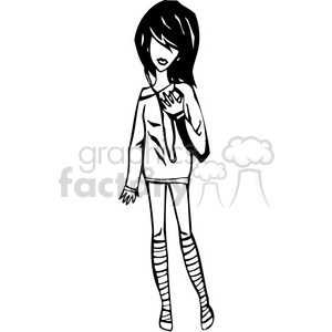 teenage girl listening to her iPod clipart.