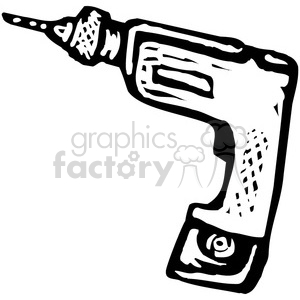 black and white cordless drill clipart. Commercial use image # 385050