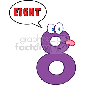 5017-Clipart-Illustration-of-Number-Eight-Cartoon-Mascot-Character-With-Speech-Bubble clipart.