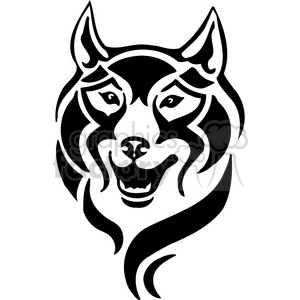 vector black+white animals wild outline vinyl-ready husky wolf dog tattoo