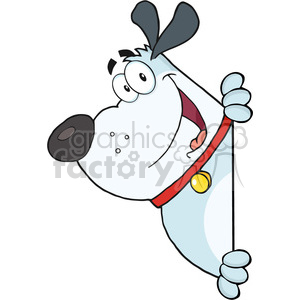 clipart - 5247-Gray-Fat-Dog-Looking-Around-A-Blank-Sign-Royalty-Free-RF-Clipart-Image.