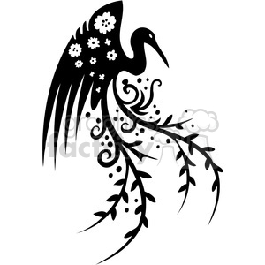 black+white swirl designs tattoo Chinese Asian floral organic vinyl+ready flowers crane bird