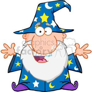 Royalty Free Friendly Wizard With Open Arms clipart.