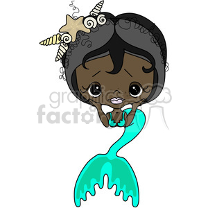 cartoon cute vector clipart clip+art mermaid girl female fiction fantasy character mermaids African+American