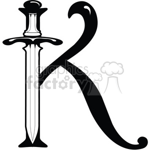 Letter K Sword clipart. Commercial use image # 387677