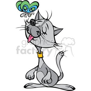 cartoon cat and butterfly clipart.