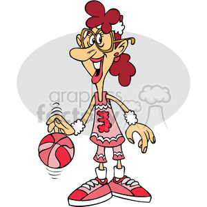 cartoon female basketball character clipart.