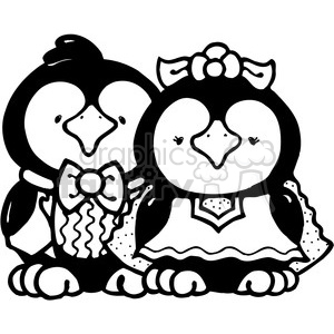 cartoon Christmas penguin black+white family