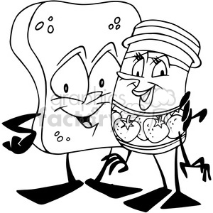 bread and jam hugging black white clipart. Commercial use image # 388303