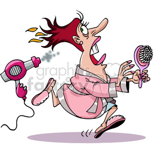 lady getting chased by her hair dryer clipart.