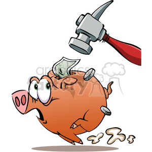 hammer chasing a piggy bank clipart. Royalty-free image # 388333