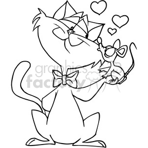 cat and mouse in black and white clipart.