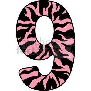cartoon girly numbers number 9 nine zebra pink animal+print