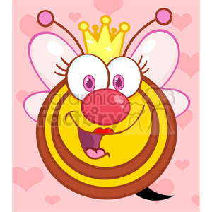 5588 Royalty Free Clip Art Happy Queen Bee Cartoon Mascot Character With Hearts clipart.